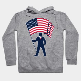 President Trump Bearing the Flag of the USA Hoodie